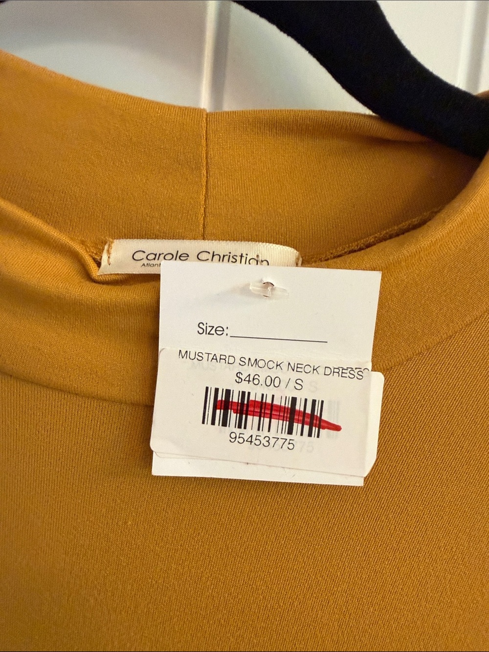 Carole Christian NWT Mustard Tiered Midi swing Dress with 3/4 length sleeve - Picture 5 of 5